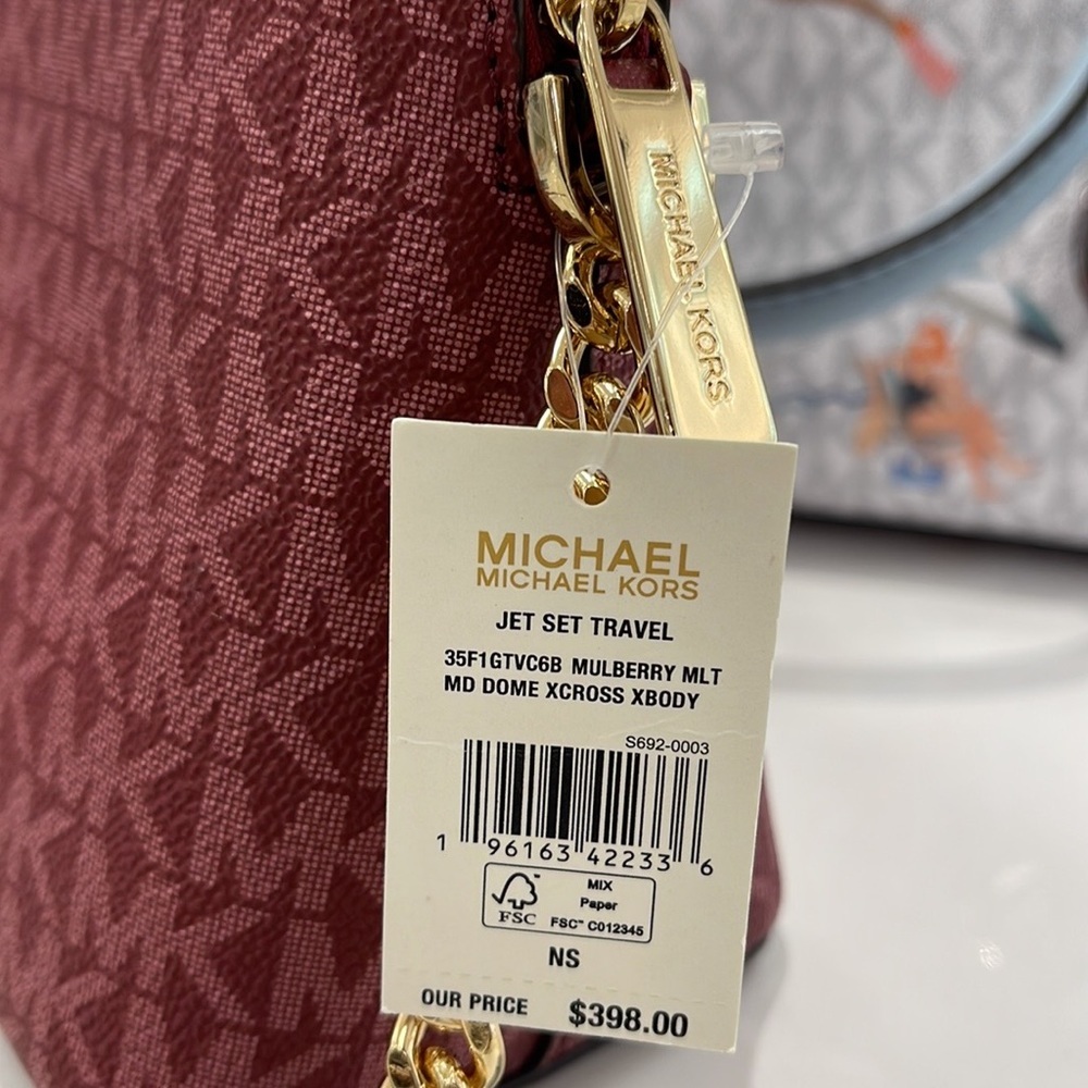 MICHAEL KORS Jet Set Medium Logo Dome Satchel Mulberry Multi - Picture 5 of 16